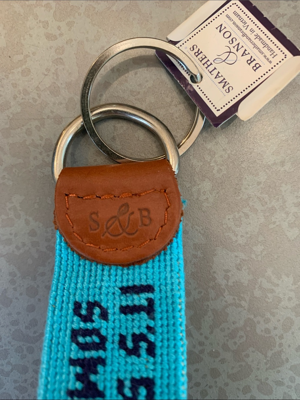 Smathers & Branson Turquoise Needlepoint Key Fob with Lime & Cocktail Motif - Picture 3 of 5